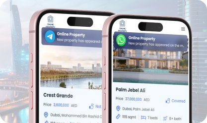 Real‑time alerts on Telegram & WhatsApp in OnlineProperty.io.